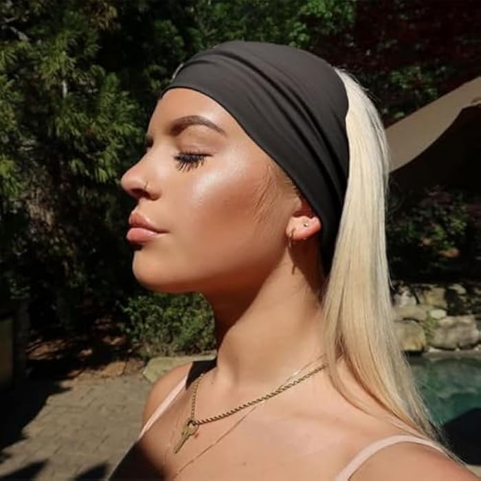 Turban Headbands for Women Wide Head Wraps Knotted Stretchy Knotted Twist Soft Cotton Headbands, Non-Slip Fashion Hair Bands for Women Yoga, Workout, Running. (Black) - Image 3